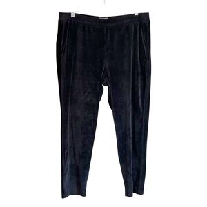 LOFT Lou & Grey Pull On Straight Leg Cropped Velour Pants Women’s SZ Large Black